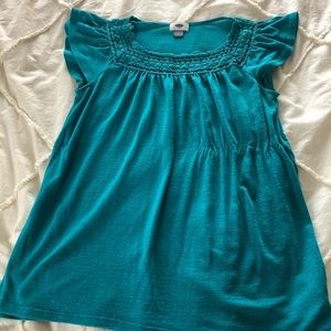 Teal Yoke Shirt with butterfly sleeves